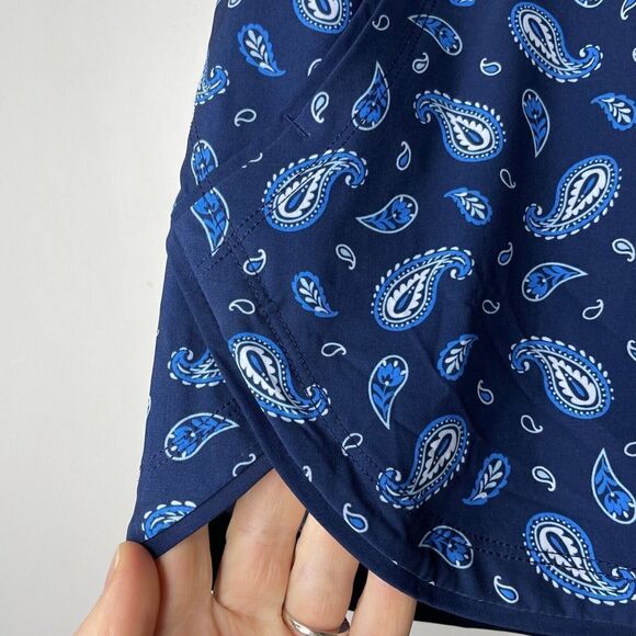 LANDS END Swim Short Womens 2 Navy Paisley Print NEW 5" Comfort Waist Pockets - Picture 3 of 7